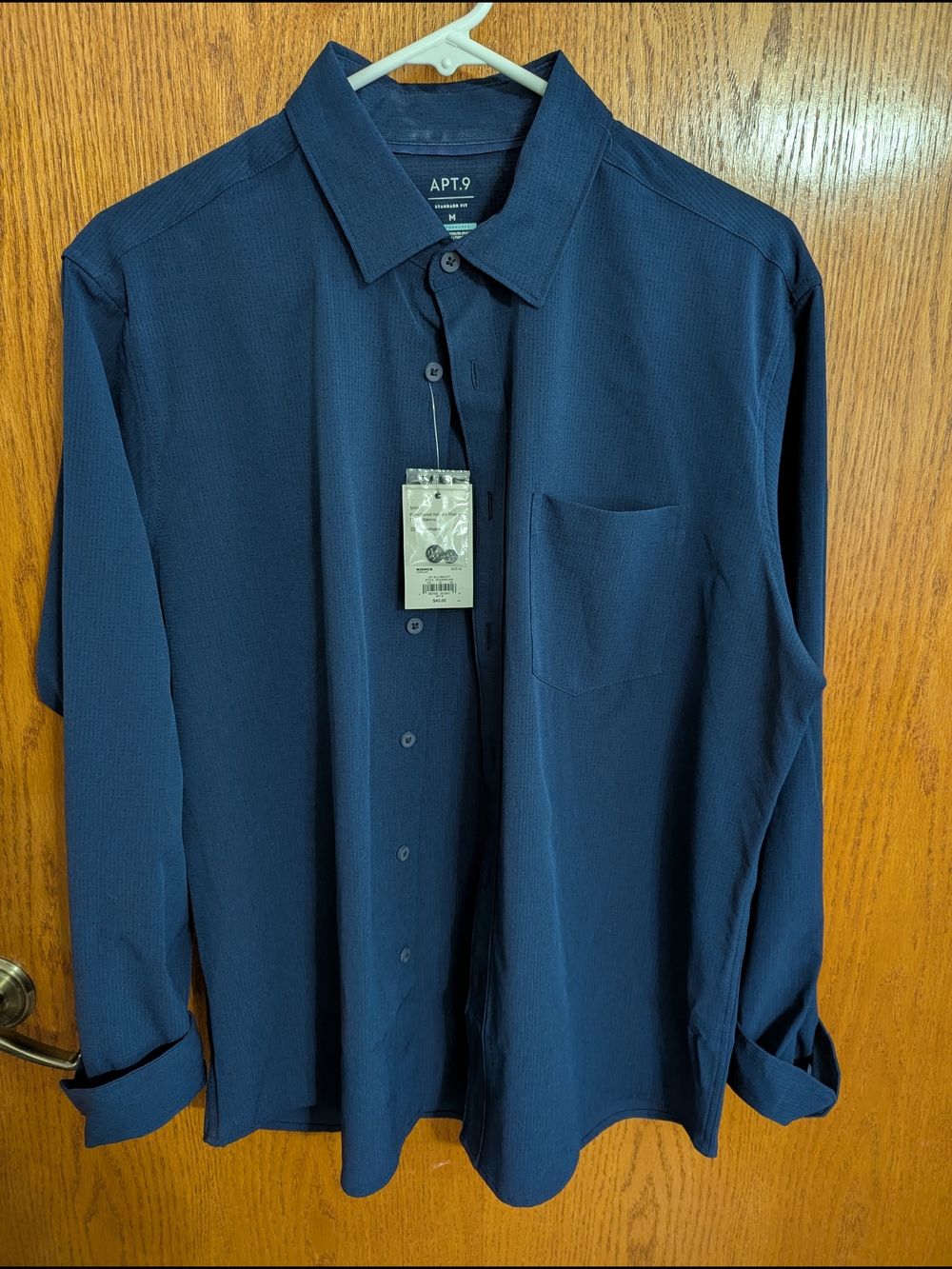 Apt. 9 Men's Navy Long-Sleeve Performance Button-Up Shirt
